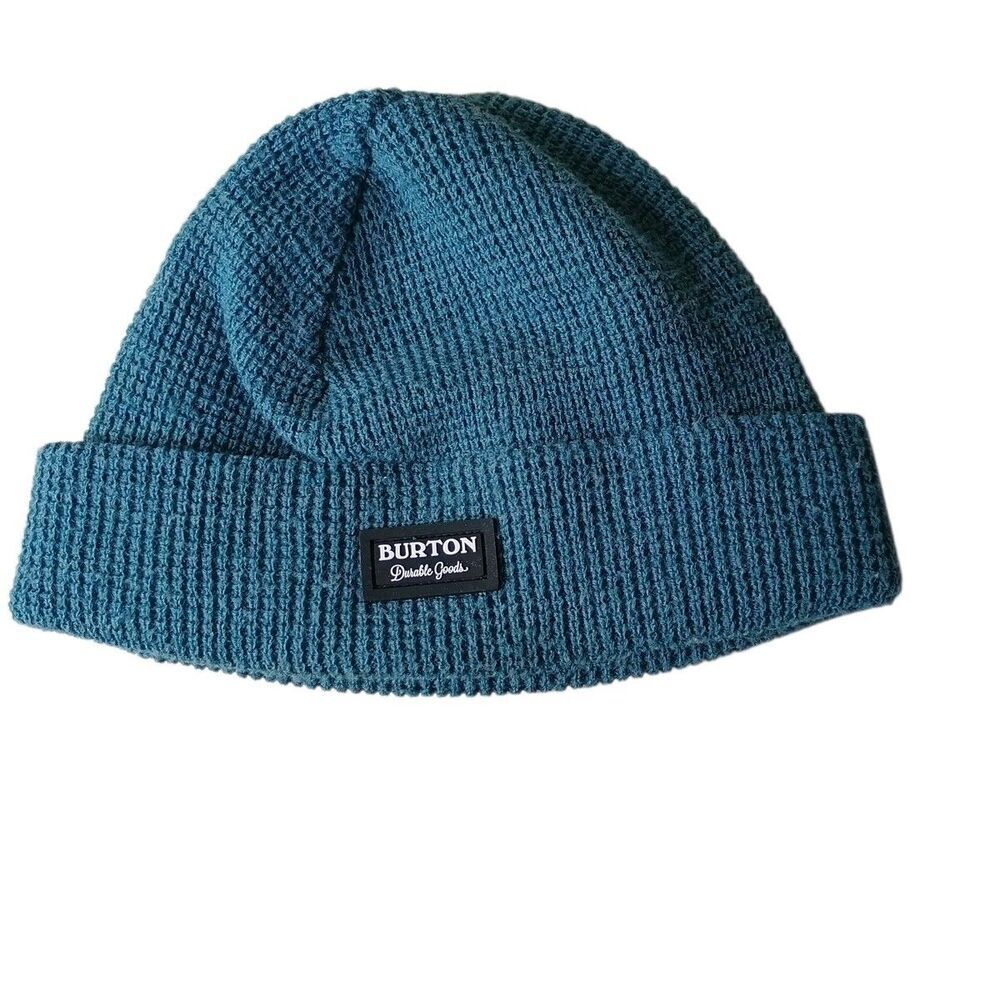 Burton Beanie Hat Blue Cuffed Knit Winter Ski Snowboard Mens Womens Waffle Knit